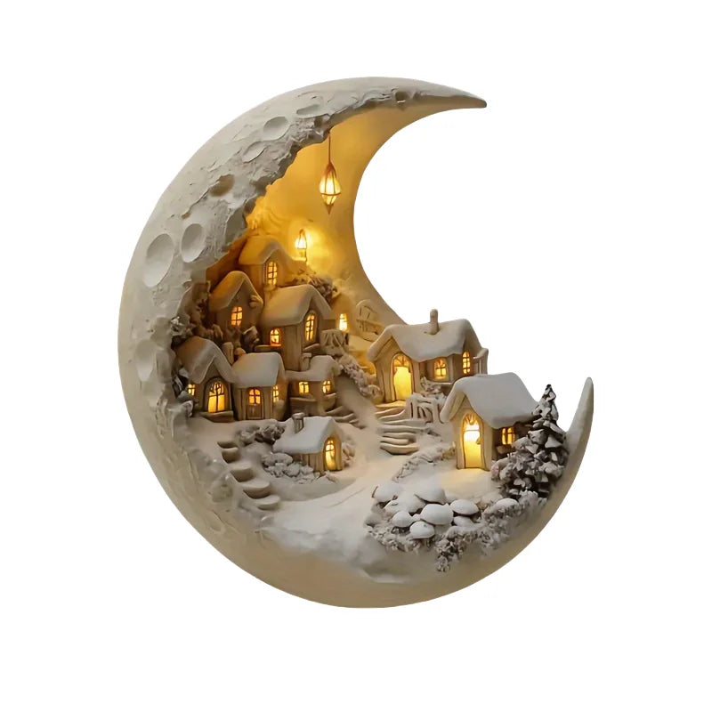 Moonhouse DIY Wooden Christmas Ornament – Warm LED 2D Holiday Decoration