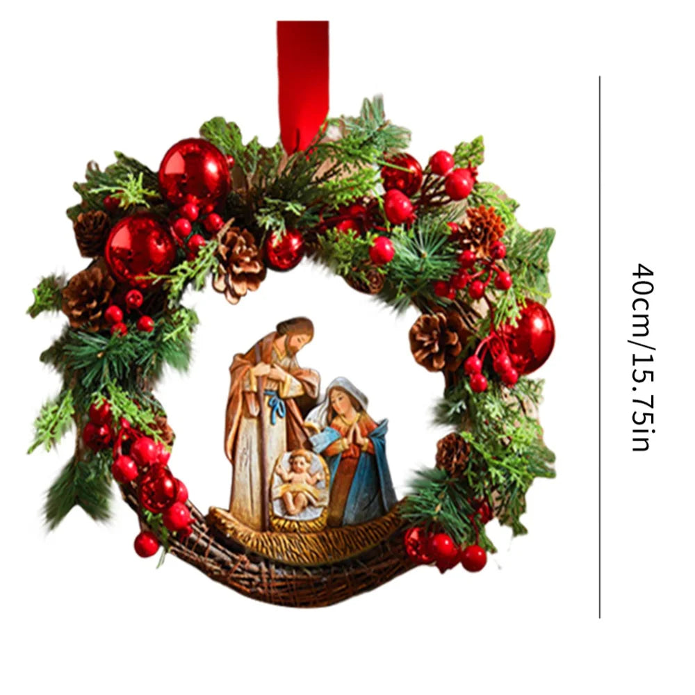 Christmas Wreath With Lamp God Jesus