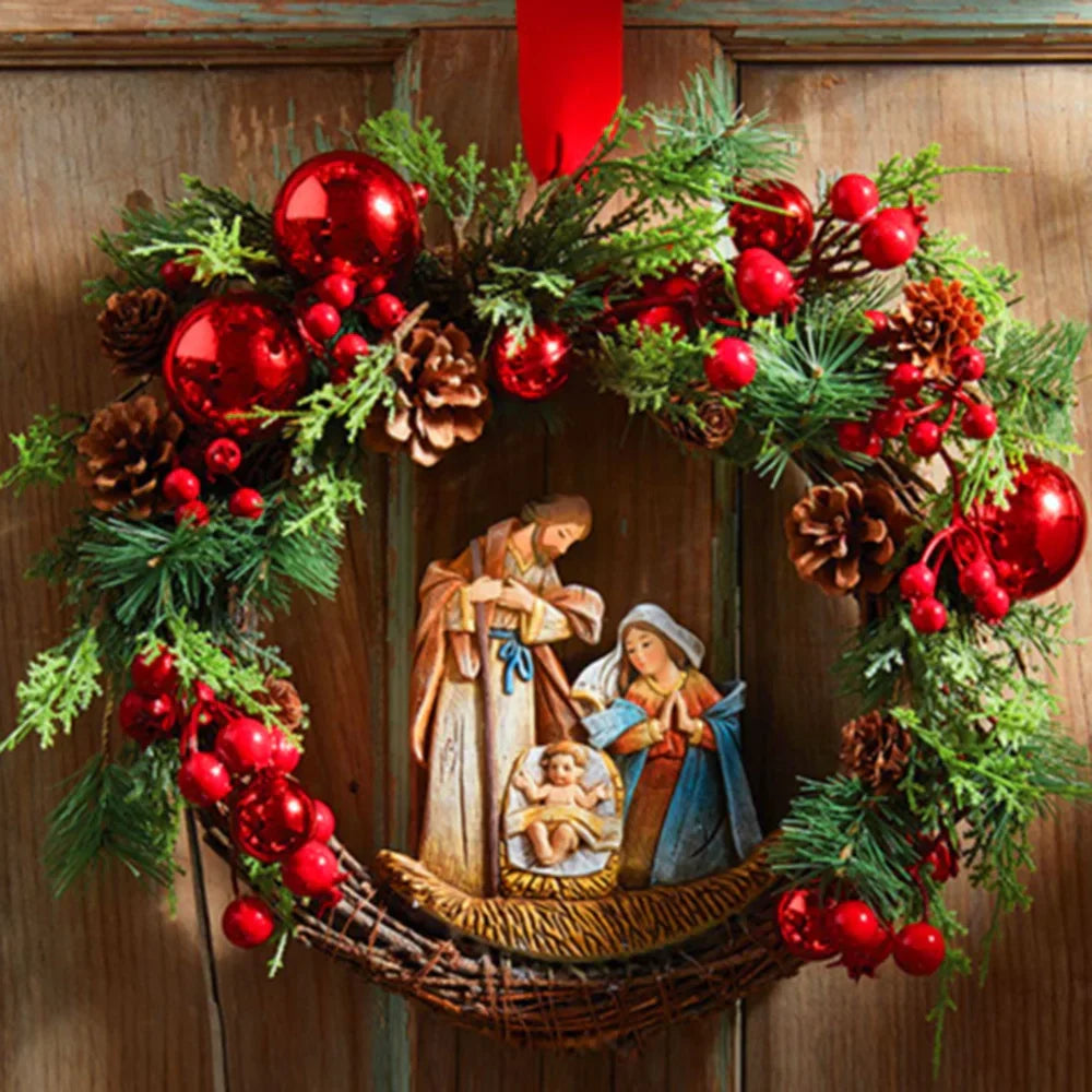 Christmas Wreath With Lamp God Jesus