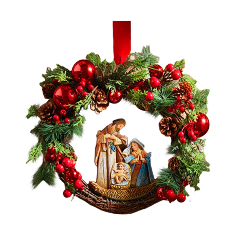 Christmas Wreath With Lamp God Jesus