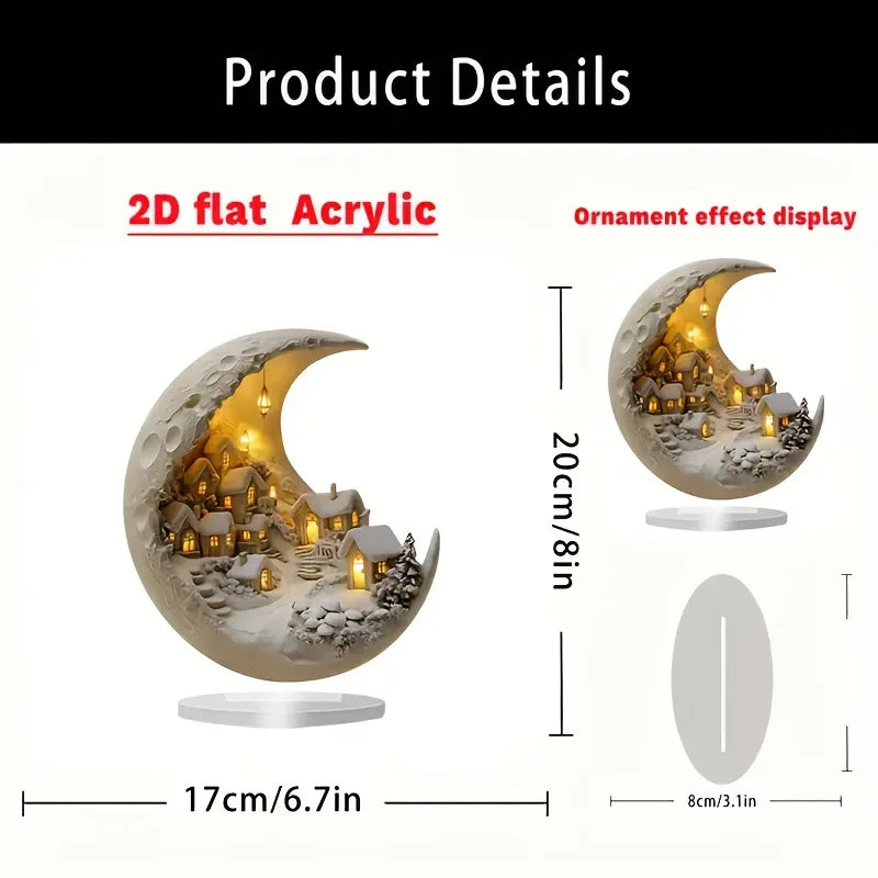 Moonhouse DIY Wooden Christmas Ornament – Warm LED 2D Holiday Decoration