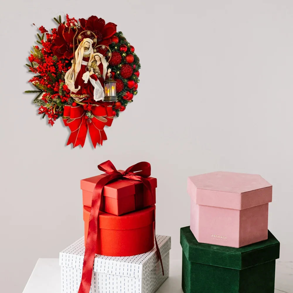 Christmas Wreath With Lamp God Jesus